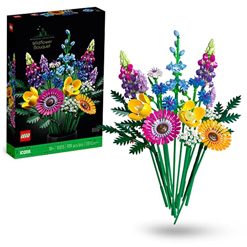 LEGO 10313 Icons Ramo de Flores Silvestres, Flores Artificiales, Manualidades para Adultos, Colección Botanical, Regalos para Mujer y Hombre de Navidad, Regalo de Reyes