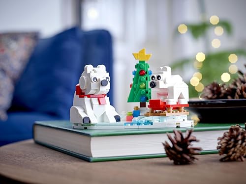 Lego 40571 - Osos Polares para Invierno, Oso Grande y Cachorro con árbol de Navidad, 9+ 312 Piezas