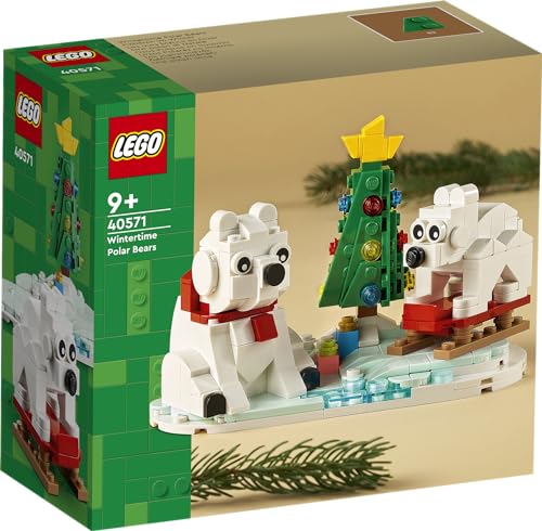 Lego 40571 - Osos Polares para Invierno, Oso Grande y Cachorro con árbol de Navidad, 9+ 312 Piezas