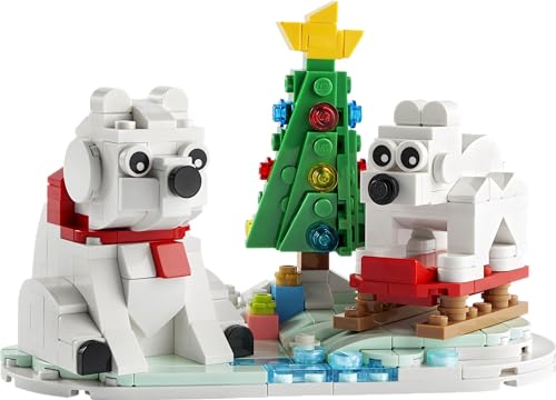 Lego 40571 - Osos Polares para Invierno, Oso Grande y Cachorro con árbol de Navidad, 9+ 312 Piezas