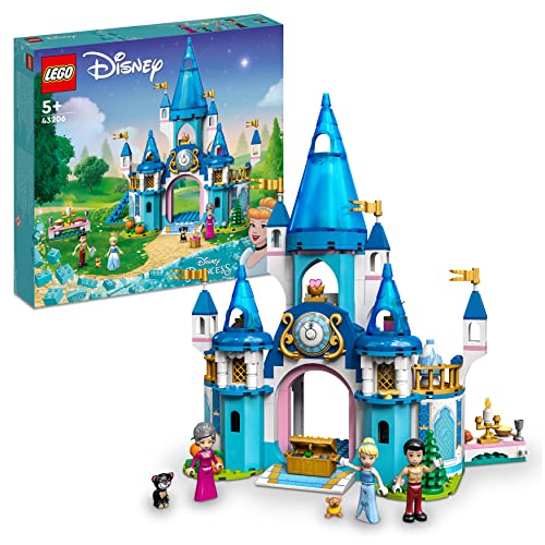 LEGO 43206 Disney Princess Castillo de Cenicienta y el Príncipe, Casa de Muñecas, Juguete de Construcción para Niñas y Niños de 5 Años o Más & 43208 Disney Princesa Aventura de Jasmine y Mulán