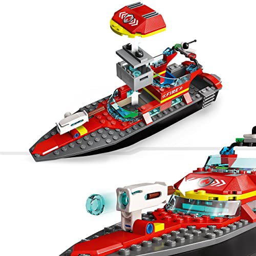 LEGO 60373 City Lancha de Rescate de Bomberos y Zodiac, Barcos Flotantes, Mochila Propulsora, Juguetes de Baño para Niños y Niñas de 6 Años o Más & 31058 Creator 3en1 Grandes Dinosaurios, Pterodáctilo