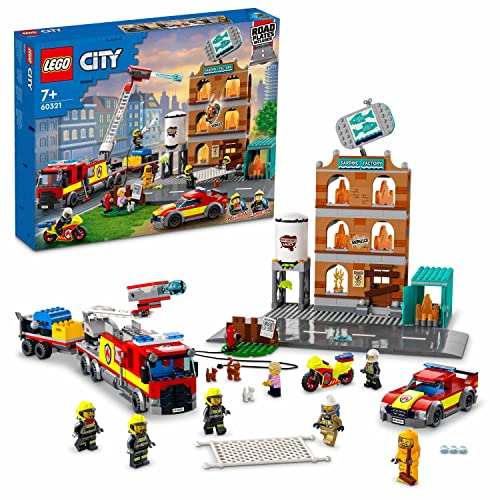 Lego City Fire 60321 The Fire Brigade Building Set con Llamas, Minifiguras, Cami�n de Juguete para ni�os a Partir de 7 a�os