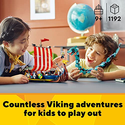 LEGO Creator 3 en 1 Viking Ship and The Midgard Serpent 31132 Juego de juguetes de construcción para niños, niñas y niños a partir de 9 años (1.192 piezas)