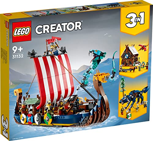 Lego Creator 31132 - Juego de 2 barcos vikingos con serpiente Midgard y barco pirata 31109