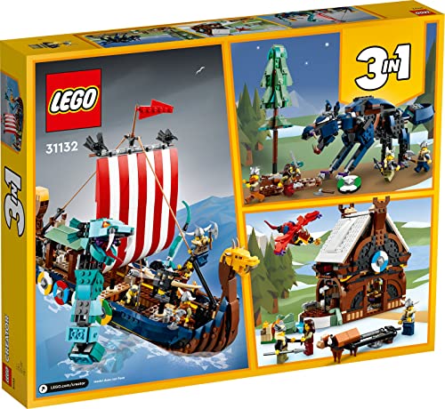 Lego Creator 31132 - Juego de 2 barcos vikingos con serpiente Midgard y barco pirata 31109