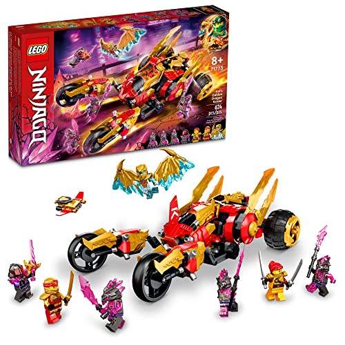 LEGO NINJAGO Kai's Golden Dragon Raider 71773 Juego de juguetes de construcción Ninja para niños, niñas y niños a partir de 8 años (624 piezas)