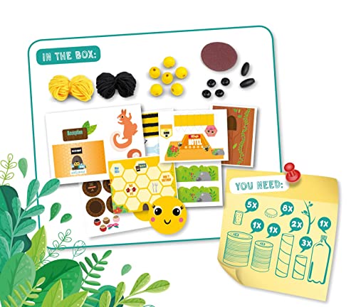 Lena 42832 Eco Air Bee'n'Bee - Juego de manualidades con abeja, portalápices y hotel de insectos de hojas de papel, artículos para el hogar, juego adhesivo para niños y niñas, manualidades de papel,