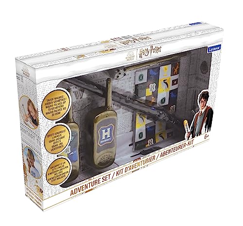 Lexibook Harry Potter - Set de Mago Aventurero con Talkies-Walkies, Varita mágica, Cuaderno, bolígrafo, Goma de borrar, Blanco/Oro, RPTW11HP