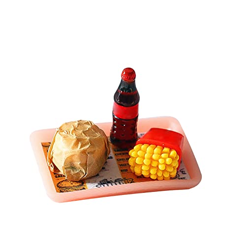 LICHENGTAI Mini Comida Jugete, Juego de Hamburguesas Y Patatas Fritas de Simulación de Comida en Miniatura para Casas de Muñecas, Utensilios Cocina Juguete Juego de Roles de Cocina