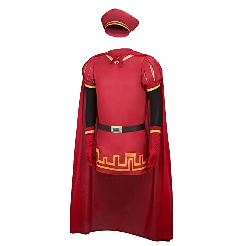 LIKUNGOU Túnica de Rey Lord Farquaad Cosplay Conjunto Completo con Sombrero Traje Rojo para Hombres Adultos Halloween Navidad Vestido de Lujo (L)