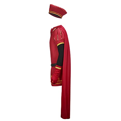 LIKUNGOU Túnica de Rey Lord Farquaad Cosplay Conjunto Completo con Sombrero Traje Rojo para Hombres Adultos Halloween Navidad Vestido de Lujo (L)