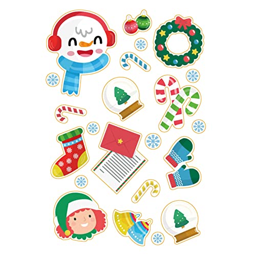 Lindas pegatinas de embalaje de regalo, calcomanías de Navidad, regalo de Papá Noel, calcomanías de campana pequeña, calcomanías de teclado para niños (E, talla única)