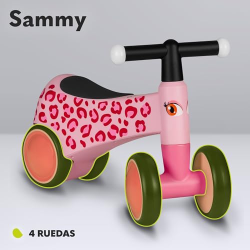 LIONELO Sammy Correpasillos Infantil de 1 a 3 años, Correpasillos de 4 Ruedas hasta 25 kg, Asas Antideslizantes con Luz, 3 Diseños de Asiento Ergonómico, para Niños y Niñas (Pink)