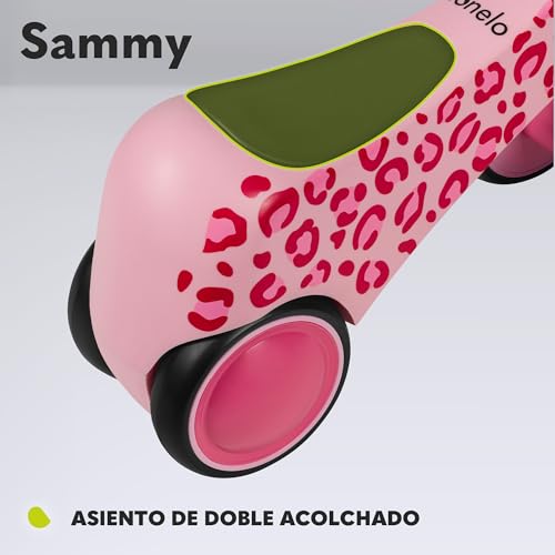 LIONELO Sammy Correpasillos Infantil de 1 a 3 años, Correpasillos de 4 Ruedas hasta 25 kg, Asas Antideslizantes con Luz, 3 Diseños de Asiento Ergonómico, para Niños y Niñas (Pink)