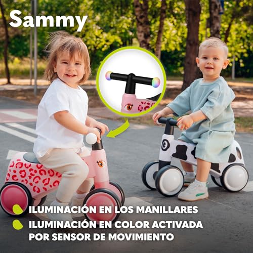 LIONELO Sammy Correpasillos Infantil de 1 a 3 años, Correpasillos de 4 Ruedas hasta 25 kg, Asas Antideslizantes con Luz, 3 Diseños de Asiento Ergonómico, para Niños y Niñas (Pink)