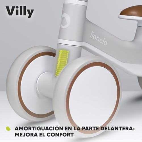 lionelo VILLY Bicicleta de Equilibrio Ligera, Correpasillos para bebés 4 Ruedas de 1 a 3 años (hasta 30 kg), Amortiguación Delantera, Asiento ergonómico, Regalo para niñas y niños (Beige)