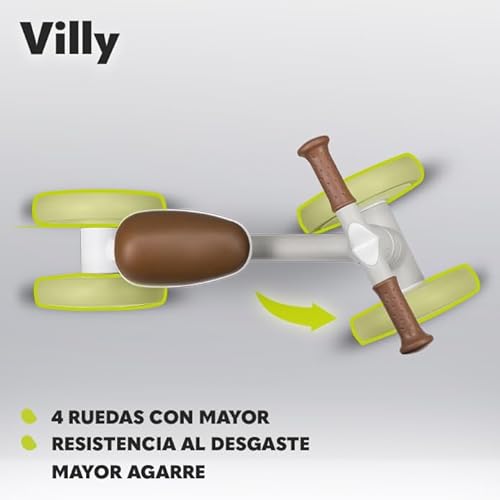 lionelo VILLY Bicicleta de Equilibrio Ligera, Correpasillos para bebés 4 Ruedas de 1 a 3 años (hasta 30 kg), Amortiguación Delantera, Asiento ergonómico, Regalo para niñas y niños (Beige)