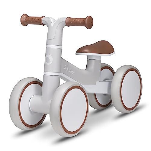 lionelo VILLY Bicicleta de Equilibrio Ligera, Correpasillos para bebés 4 Ruedas de 1 a 3 años (hasta 30 kg), Amortiguación Delantera, Asiento ergonómico, Regalo para niñas y niños (Beige)