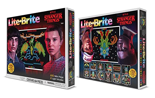 Lite Brite Stranger Things Special Edition, Best of 4 Seasons - Featuring Icons & Themes from The Popular Netflix Series - Includes 12 HD Stranger Things Templates and 650 Colorful Micro Pegs