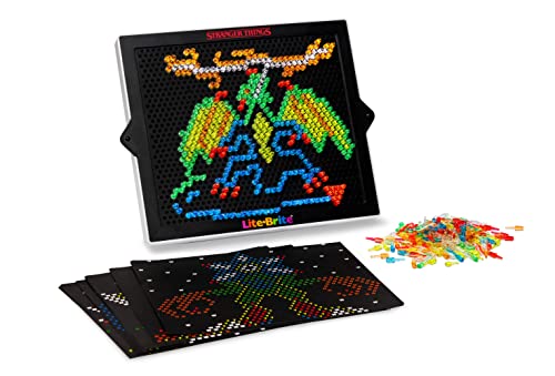 Lite Brite Stranger Things Special Edition, Best of 4 Seasons - Featuring Icons & Themes from The Popular Netflix Series - Includes 12 HD Stranger Things Templates and 650 Colorful Micro Pegs