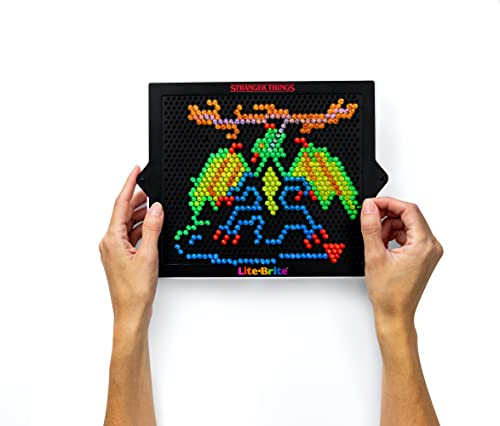 Lite Brite Stranger Things Special Edition, Best of 4 Seasons - Featuring Icons & Themes from The Popular Netflix Series - Includes 12 HD Stranger Things Templates and 650 Colorful Micro Pegs