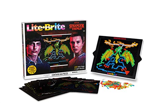 Lite Brite Stranger Things Special Edition, Best of 4 Seasons - Featuring Icons & Themes from The Popular Netflix Series - Includes 12 HD Stranger Things Templates and 650 Colorful Micro Pegs