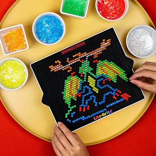 Lite Brite Stranger Things Special Edition, Best of 4 Seasons - Featuring Icons & Themes from The Popular Netflix Series - Includes 12 HD Stranger Things Templates and 650 Colorful Micro Pegs