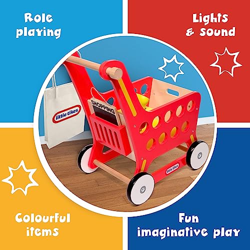 little tikes 121A Children's Wooden Shopping Trolley Cart, Age 3+ Years