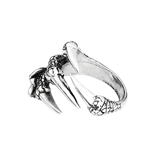 Liummrcy Dragon Claw Ring Punk Anillos para hombres Anillos para hombres anillos punk vintage anillo de garras de dragón para hombres mujeres ajustables ring gótico gótico anillos de vikingos,