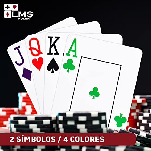 LM$ Cartas de póquer plásticas 4 Colores con Tarjeta de Corte incluida - [2 x] Juegos de 54 Cartas - Impermeable - Cartas de Juego Profesionales…