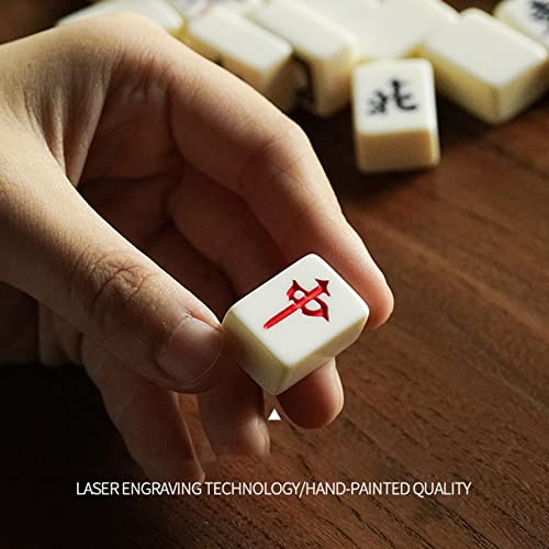 Lnhgh Juego De Mahjong Chino, Juego De Mahjong De Viaje Portátil, Juego De Mah Jong Chino Tradicional Portátil con 144 Piezas De Juego Majong, Mini Mahjong Set Box Juegos De Mesa Clásicos Chinos