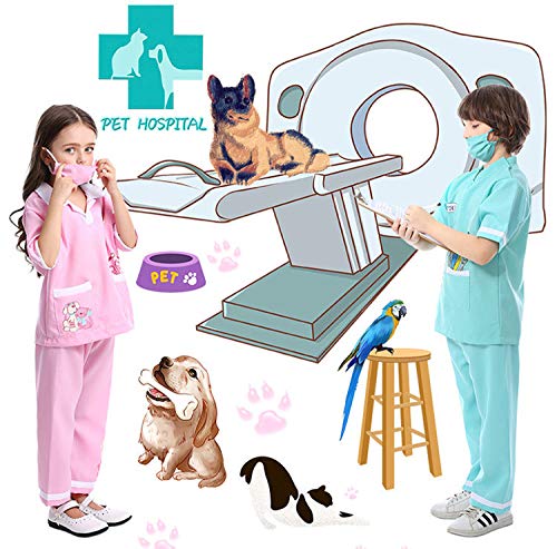 LOLANTA Niños Niñas Doctor Disfraces Veterinario Juego de Roles Disfraces de Halloween adjuntar Juguetes médicos