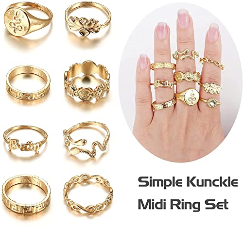 LOLIAS 72Pcs Midi Ring Bohemian Knuckle Ring Sets Fashion Finger Vintage Retro Silver/Golden Anillos Apilables Para Mujeres Knuckle Midi Rings