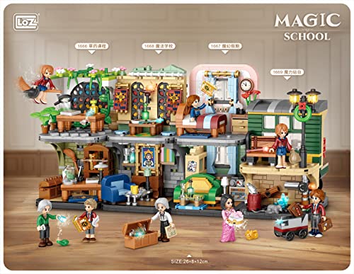 LOZ Building Blocks Educational Toy Magical Architecture Magic Academy with Professor Student and Magic Potion Houses Model Building