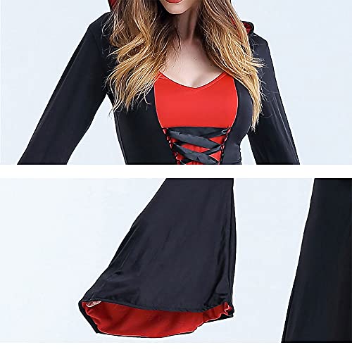 LPFNSF Vestido de bruja vintage, disfraz de vampiro de Halloween para mujer, talla grande, disfraz renacentista para mujer, vestido medieval (D,4XL)