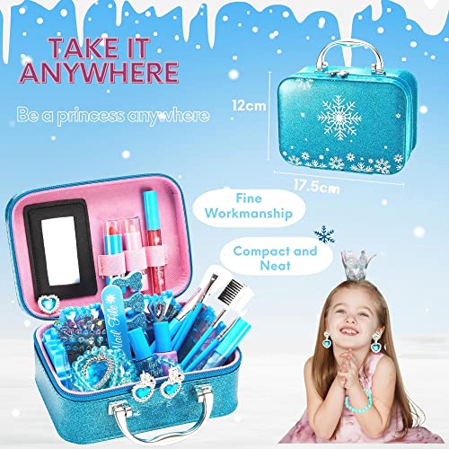 Lubibi 25 Pcs Set de Maquillaje Lavable para niños Lápiz Labial Esmalte de uñas Kit de cosméticos Reales de Seguridad Probada Juguete cumpleaños Navidad Regalo y para niñas 456789 10 11 12