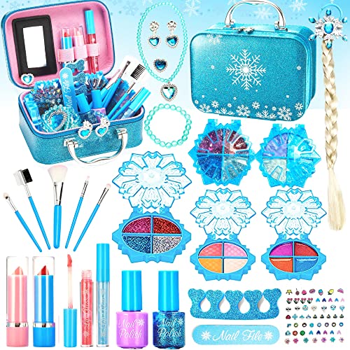 Lubibi 25 Pcs Set de Maquillaje Lavable para niños Lápiz Labial Esmalte de uñas Kit de cosméticos Reales de Seguridad Probada Juguete cumpleaños Navidad Regalo y para niñas 456789 10 11 12