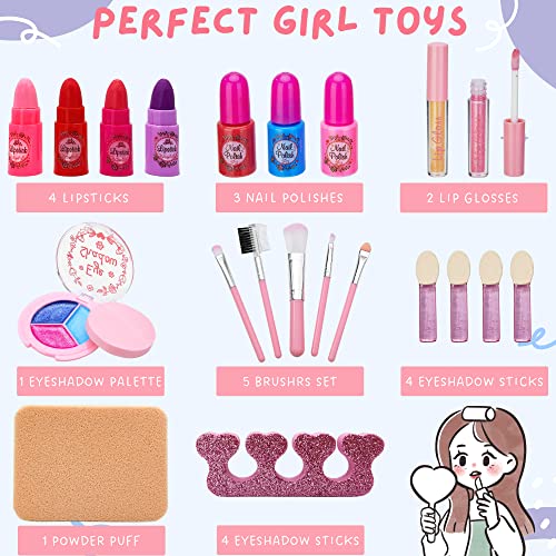 Lubibi Juego de Maquillaje Lavable para niños con Caja de Maquillaje, Kit de cosméticos Reales de Seguridad Probada para niños, Juguete de Regalo de cumpleaños y Navidad para niñas de 4-8