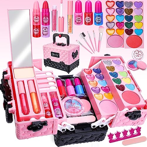 Lubibi Juego de Maquillaje Lavable para niños con Caja de Maquillaje, Kit de cosméticos Reales de Seguridad Probada para niños, Juguete de Regalo de cumpleaños y Navidad para niñas de 4-8