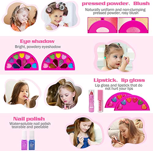 Lubibi Juego de Maquillaje Lavable para niños con Caja de Maquillaje, Kit de cosméticos Reales de Seguridad Probada para niños, Juguete de Regalo de cumpleaños y Navidad para niñas de 456789 10 11