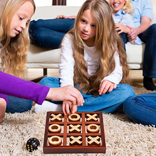 Luckxing Mesa en Raya, Juego Rompecabezas Juguete en Raya, Noughts and Crosses Table Family-Games Coffee Table Decor para Jugar en Box Strategy para niños y Adultos