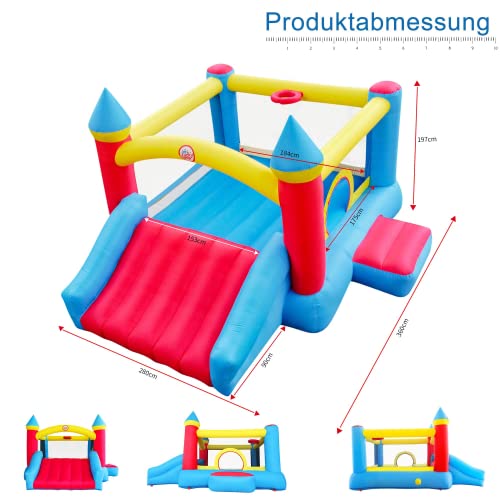 LuckyJump Castillo hinchable para niños con soplador, con toboganes, para 3-5 niños, (360x280x197cm) (Castillo hinchable)