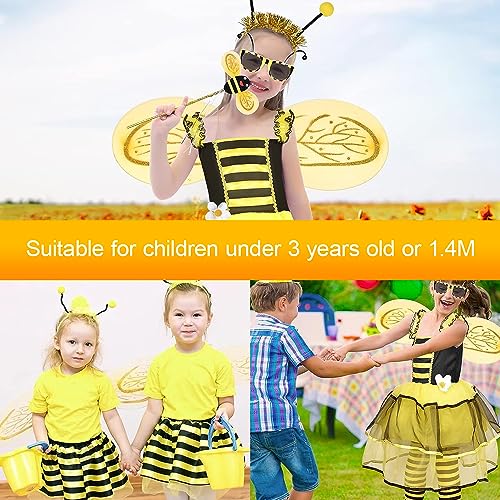 LUFEIS Disfraz de Abeja,4 Piezas Disfraz Abeja Niña,Disfraz de Abejita,Trajes de Abejas,Set de Disfraz Abeja Niño,Alas de Abeja,Abeja Vestir para Cosplay Halloween Carnaval Vestir