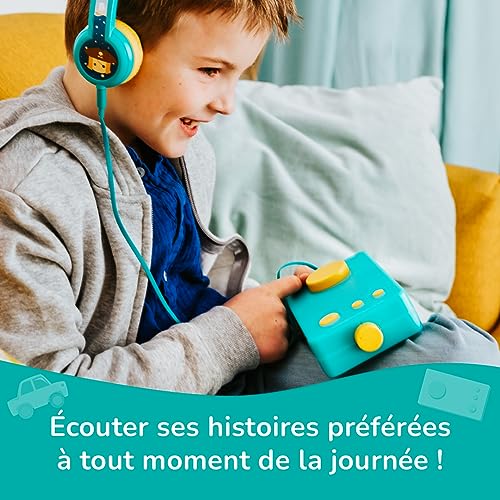 Lunii – Pack de viaje de mi fábrica con historias nuevo modelo y octava – Caja de historias con auriculares octavo audio para niños