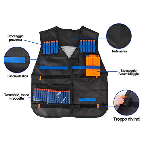 LVHERO Kit de chaqueta táctica para Nerf Pistolas N-Strike Elite Series, Negro , 5 años