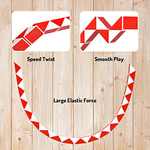 Magic Snake de 36 Bloques, Twisty Puzzle Ruler, Maomaoyu Serpiente Mágica, Rompecabezas Cubos para Llenadores de Bolsos para Fiestas para Niños y Adultos (Rojo y Blanco)