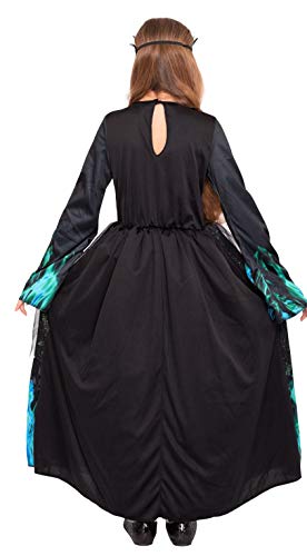 Magicoo Disfraz infantil de princesa azul para Halloween, incluye vestido y corona, tallas de 110 a 140, disfraz de vampiro para niños, disfraz de bruja (122/128)