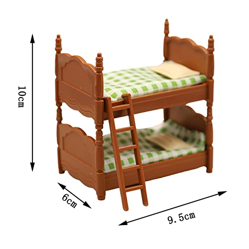 MagiDeal apilable Exquisita Cama de Dos Pisos Modelo Miniatura Juego de Almohadas Colchón Dormitorio Decoración Adorno Hecho a