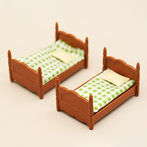 MagiDeal apilable Exquisita Cama de Dos Pisos Modelo Miniatura Juego de Almohadas Colchón Dormitorio Decoración Adorno Hecho a